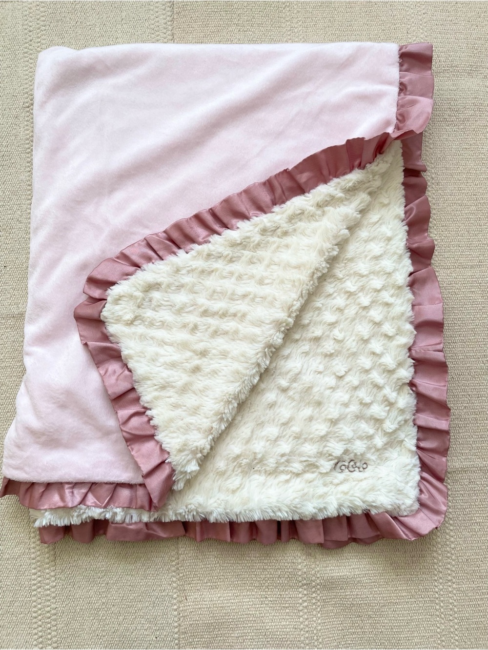 Cocalo Pink White Minky Dot Satin Edge Plush Baby Security Blanket Lovey